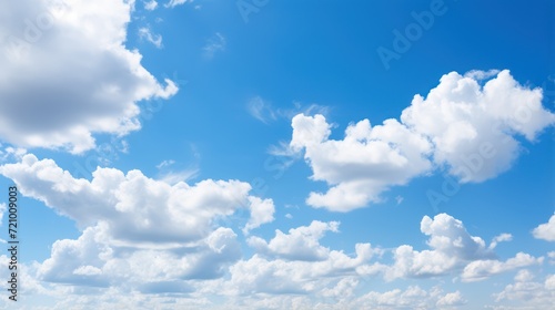 Blue sky background with tiny clouds. 3d illustration. Nature backdrop. Generative AI © Alex