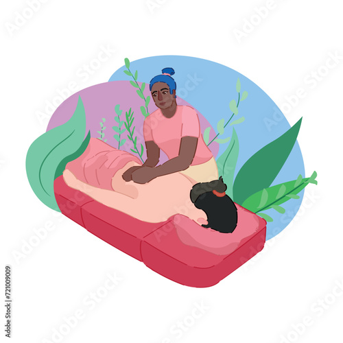 Woman receiving massage in spa salon