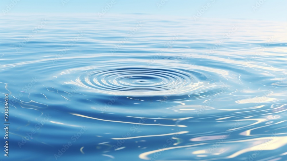 Serene close-up of a single water ripple on a tranquil blue surface under clear sky. Serene close-up of a single water ripple on a tranquil blue surface under clear sky.