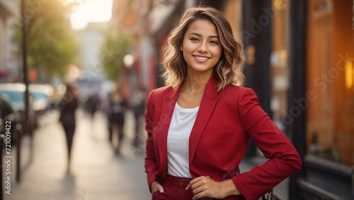 Happy Young American Businesswoman Smiling, Confident Career Woman Looking at Camera – Generative AI  © CraftyAI Creations