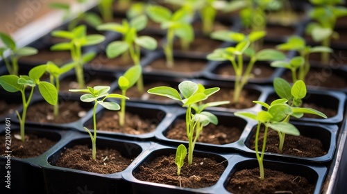 seedlings for a vegetable garden in a greenhouse, growing seedlings at home