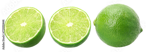 Natural fresh lime and half-isolated, transparent PNG, PNG format, cut-out