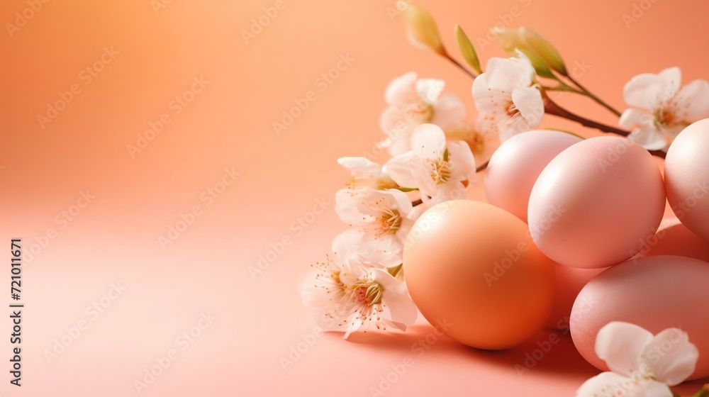 Easter eggs in pastel peach color 2024