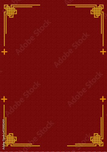 Golden red Chinese New Year background with graphic lines in the corner and free space available. Editable vector illustration for postcards, a4 size.