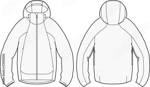 Professional 3-Layer Outdoor Jacket Vector Sketch photo