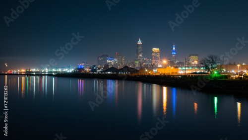Long Exposure of Cleveland at Night Landscape Shot