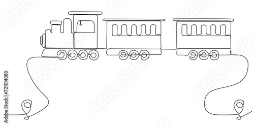 Continuous line drawing of railroad track line vector icon of a train station route with starting point and one line trail - Vector illustration
