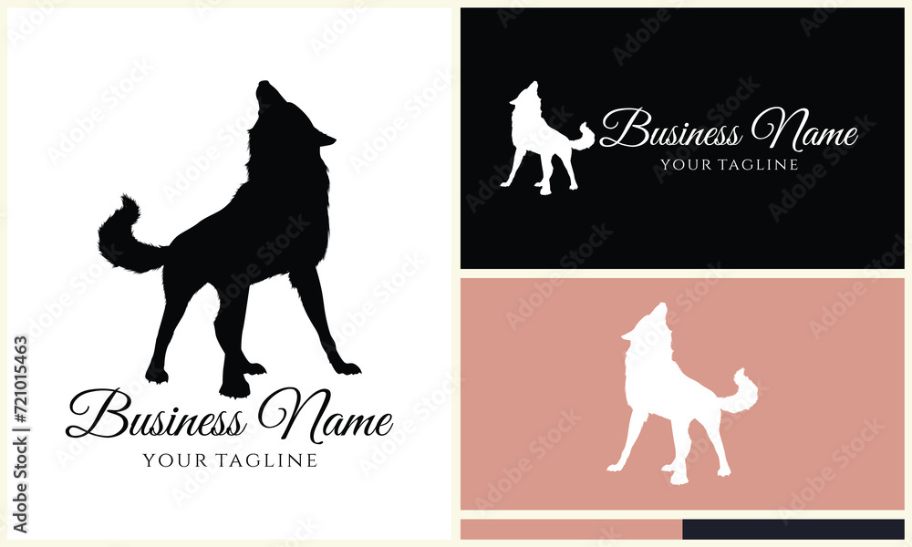 silhouette fox wolf logo template