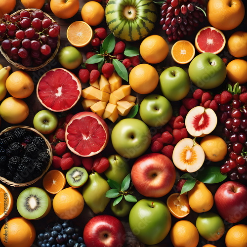 Various types of fruits beautifully arranged in hampers