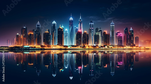 The night view of the beautiful city of Dubai, Qatar