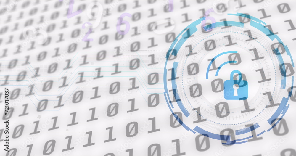 Image of padlock over data processing on white background Image of padlock over data processing on white background