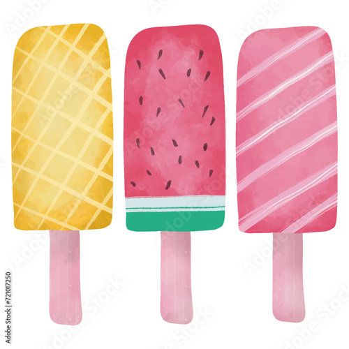 watercolor popsicle ice cream element collection