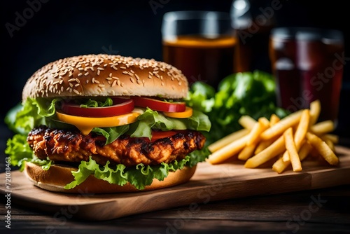  A tantalizing image of a Zinger Burger, with the focus on the perfectly toasted bun and the promise of a flavor-packed experience in every bite