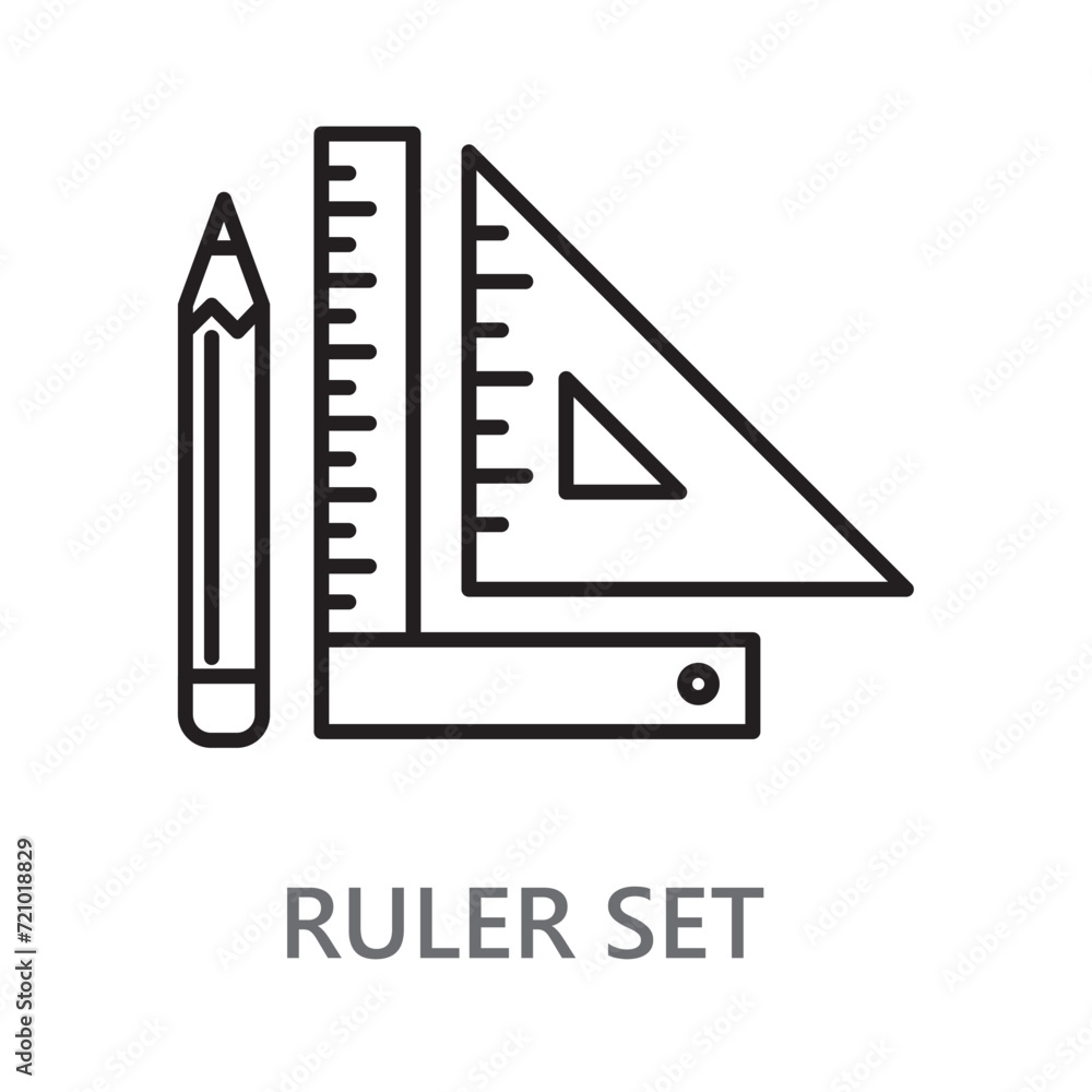 ruler set icon. line vector icon on white background. high quality design element. editable linear style stroke. vector icon. ruler set icon. line vector icon on white background. high quality design element. editable linear style stroke. vector icon.