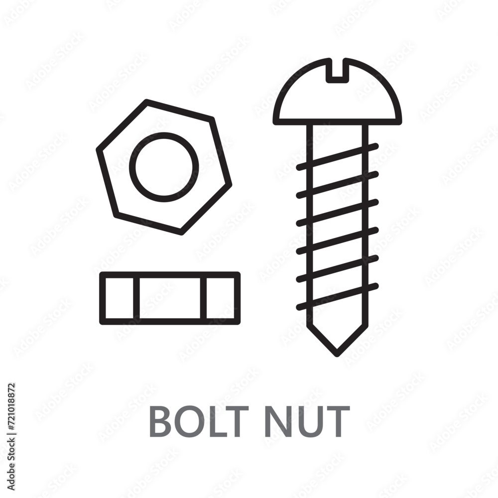bolt nut icon. line vector icon on white background. high quality design element. editable linear style stroke. vector icon.
