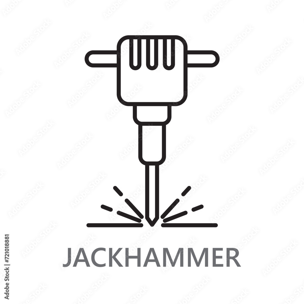 jackhammer icon. line vector icon on white background. high quality design element. editable linear style stroke. vector icon. jackhammer icon. line vector icon on white background. high quality design element. editable linear style stroke. vector icon.