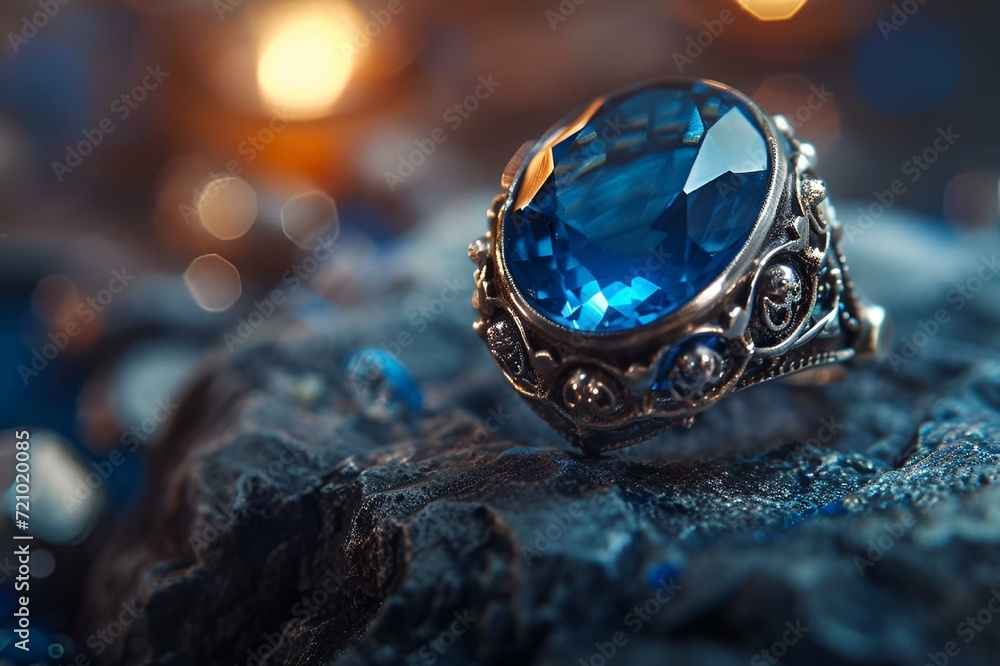 AI-generated illustration of a beautiful ring with a blue stone AI-generated illustration of a beautiful ring with a blue stone