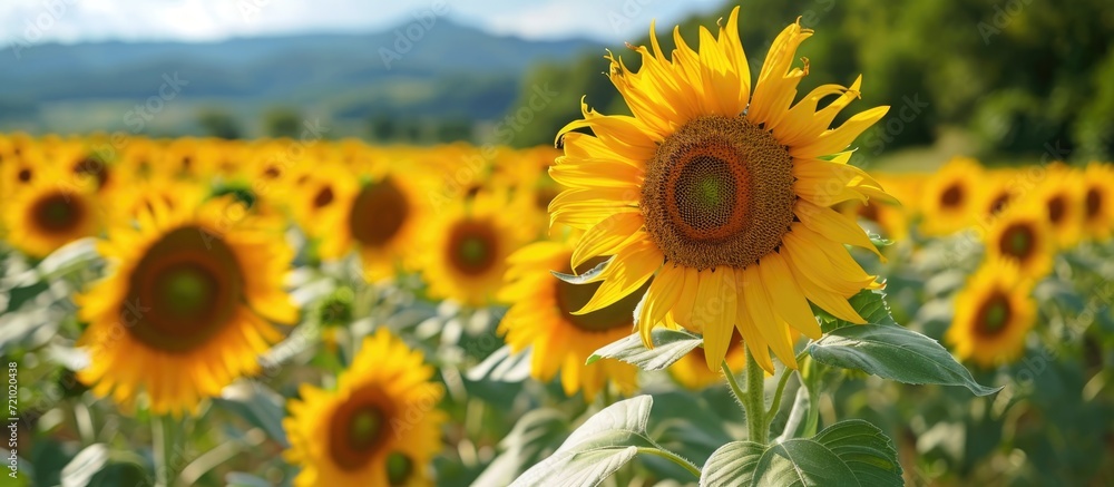 Sunflowers are well-known plants grown in open fields, boasting remarkable beauty. Sunflowers are well-known plants grown in open fields, boasting remarkable beauty.