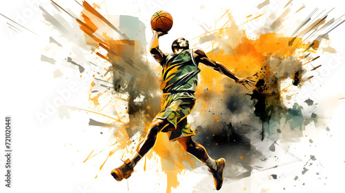 illustration of a basketball player in watercolor style