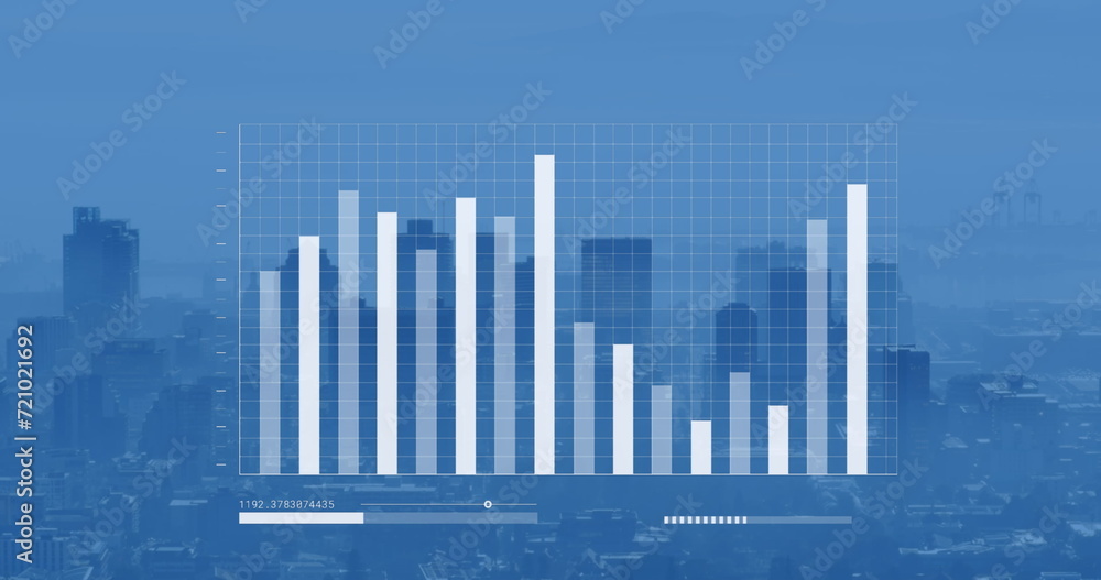 Image of digital data processing over cityscape Image of digital data processing over cityscape