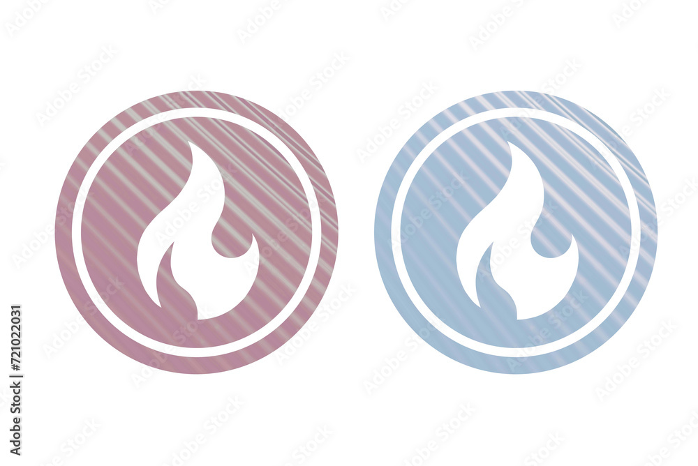 Fire icon symbol with texture red and blue Fire icon symbol with texture red and blue