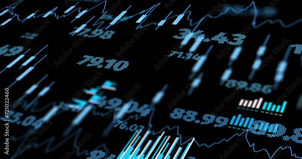 Image of financial data processing over black background Image of financial data processing over black background