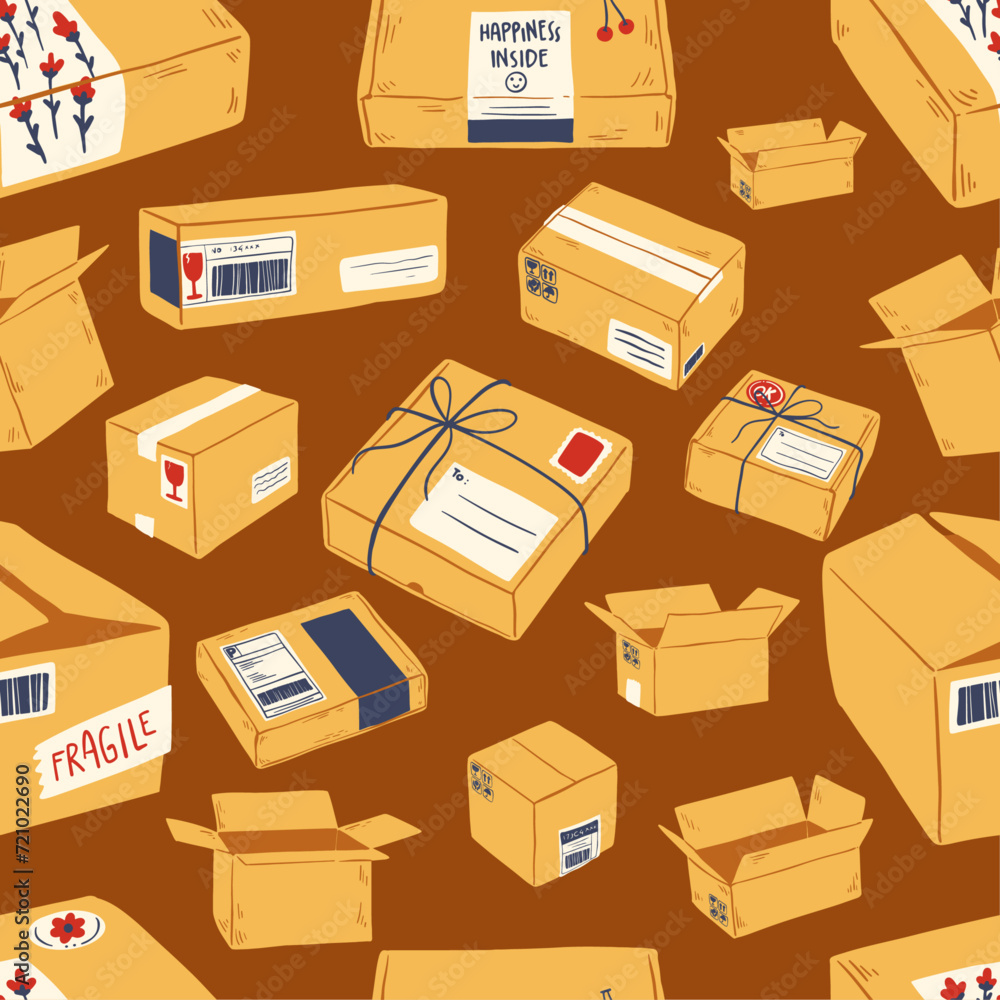 SEAMLESS PATTERN OF PACKAGING BOXES