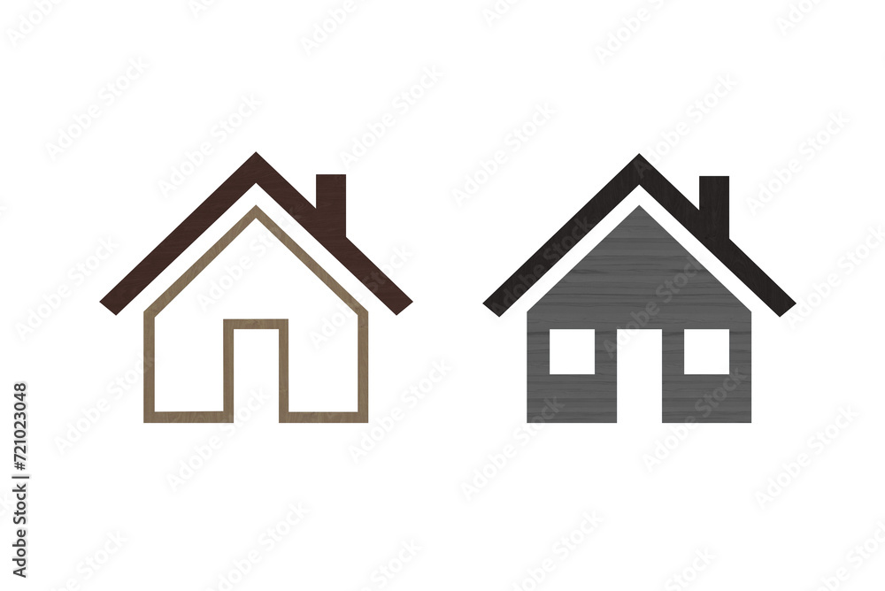 Home icon symbol with wood texture brown Home icon symbol with wood texture brown