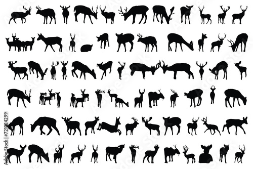 Foto Collection of deer silhouettes of wild animals