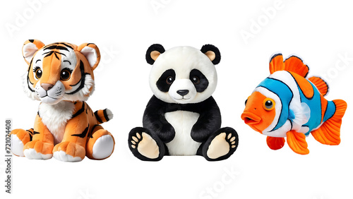 collection Set in different styles of children plush toy isolated on transparent background