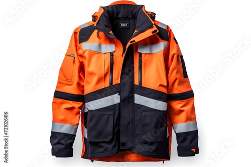 firefighter men's orange flame resistant work clothing a white background, in the style of dark orange and back
