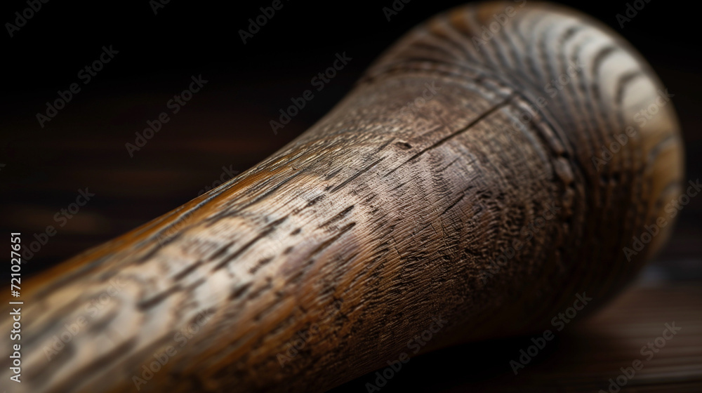 Close up of wooden baseball bat