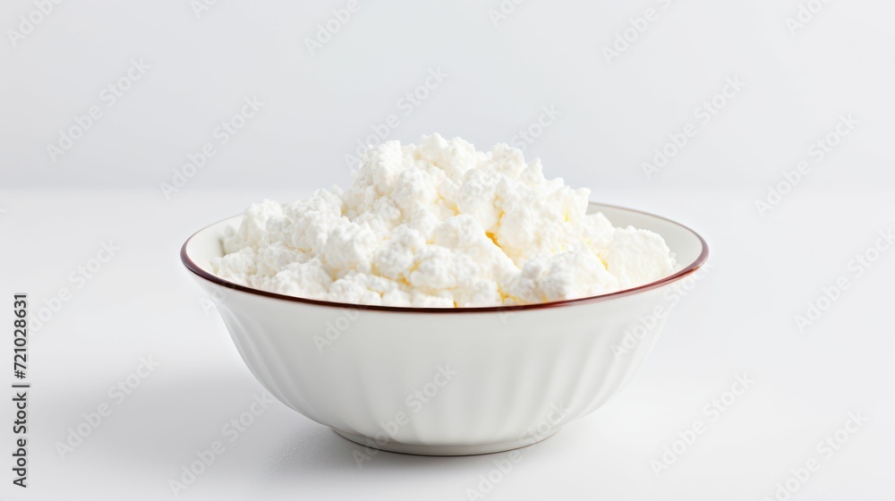 AI generated illustration of cheese in a bowl on a white surface in a studio AI generated illustration of cheese in a bowl on a white surface in a studio