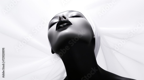 Black mannequin with white cloth on white background. 3d render Generative AI