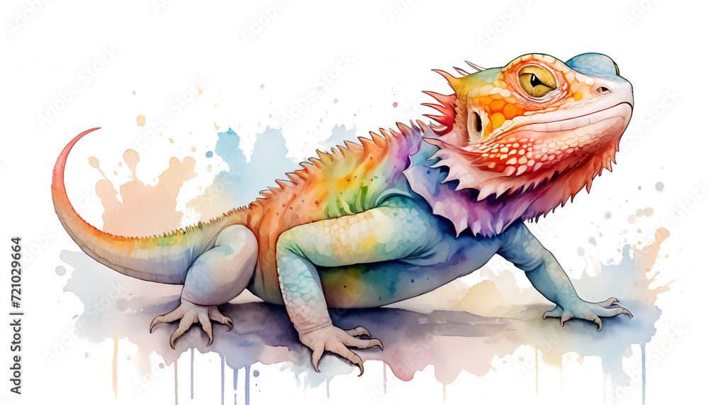 Fototapeta premium colorful watercolor bearded dragon
