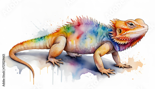 colorful watercolor bearded dragon