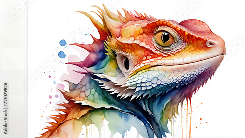 colorful watercolor bearded dragon