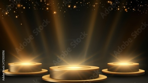 Abstract round podium with spotlight. Award ceremony concept. Stage backdrop.