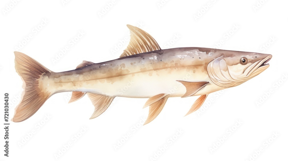 Salmon fish. Realistic illustration of salmon fish isolated on white background. Generative AI