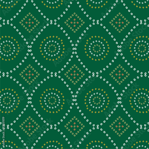 Traditional Indian Bandhani Pattern in Green Color Background 