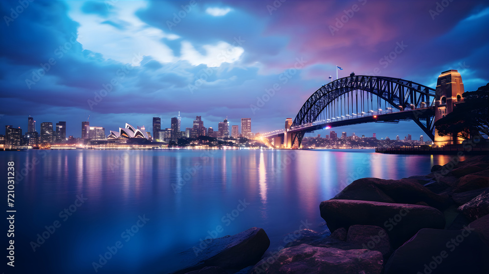 Obraz premium The night view of the beautiful city of Sydney, Australia