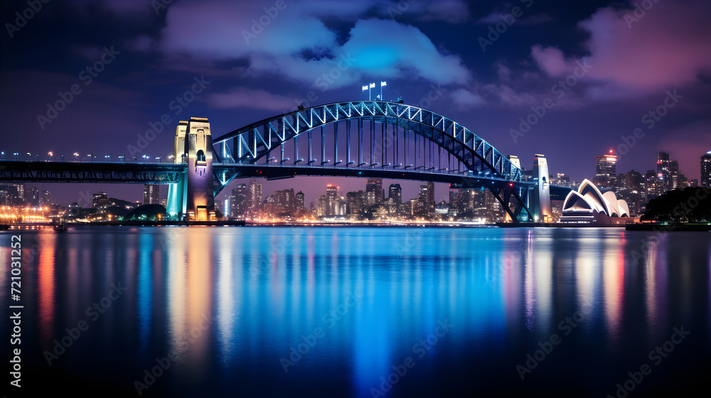 Naklejka premium The night view of the beautiful city of Sydney, Australia