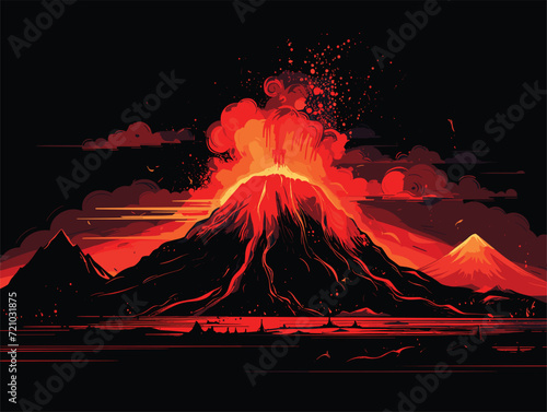volcano in the night