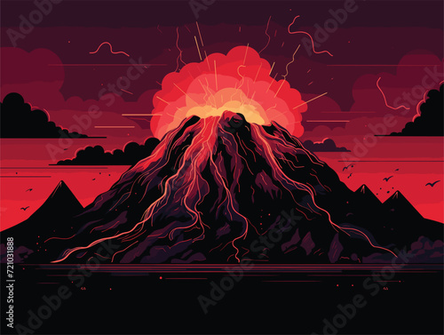 volcano in the night