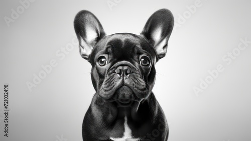 Portrait of a purebred french bulldog on a gray background Generative AI © Alex