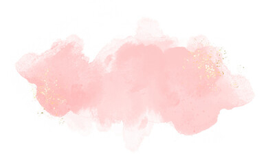 Abstract watercolor or alcohol ink art pink background element with golden crackers. Pastel pink marble drawing effect. template for wedding invitation,decoration, banner, background, png file
