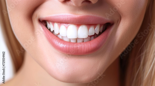 Beautiful young woman with healthy teeth on a white background  close up.
