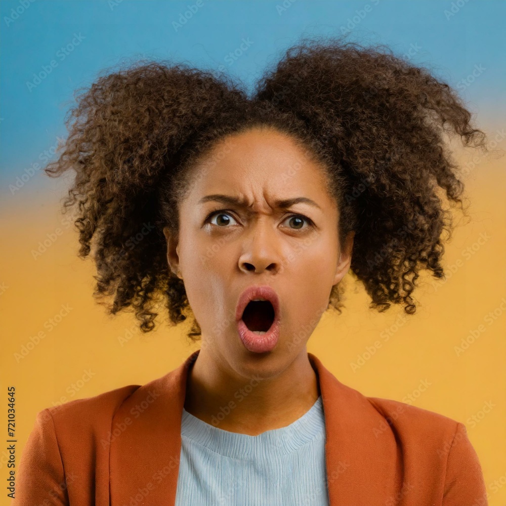 Afro American woman with expression saying no Afro American woman with expression saying no