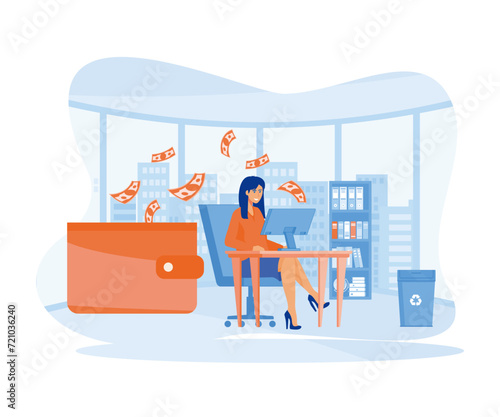 Passive income, internet salary and money making concept. flat vector modern illustration 