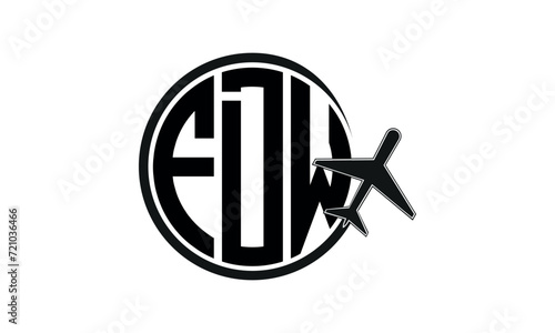 FDW three initial letter circle tour & travel agency logo design vector template. hajj Umrah agency, abstract, wordmark, business, monogram, minimalist, brand, company, flat, tourism agency, tourist